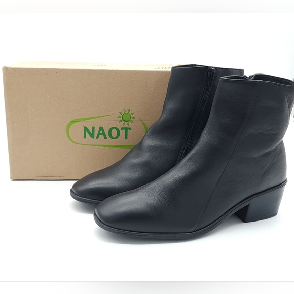Naot Shoes - Naot Heritage Collection Goodie Women's Black Leather Ankle Boot Size 12 Euro 42